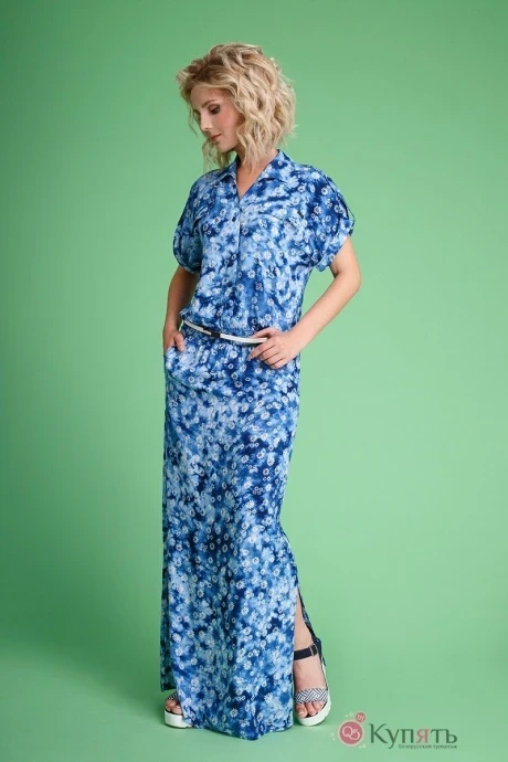 Платье Euromoda 107 синий в цветочек #1