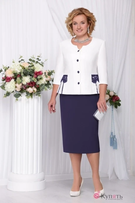 Юбочный костюм Нинель Шик 2108 тёмно-синий #1