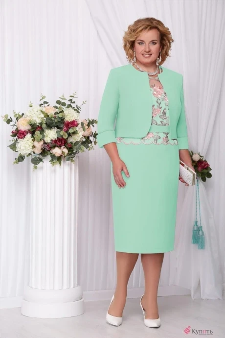 Юбочный костюм Нинель Шик 2101 светлая бирюза #1