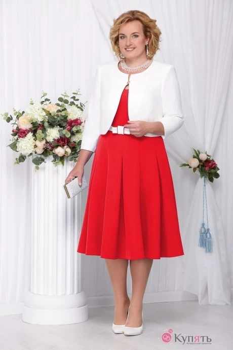 Юбочный костюм Нинель Шик 1178 красный #1