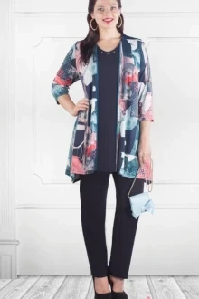 Блузка, туника, рубашка Camelia 1772 т.синий/бирюзовая геометрия