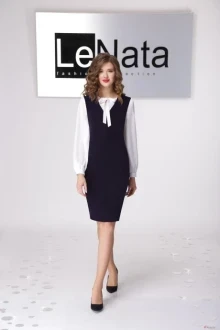 Сарафан LeNata 21794-1 т.син с бел.бл.