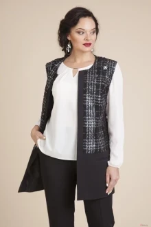 Жилетка Лилиана 584 черный/белый блузка+жилет