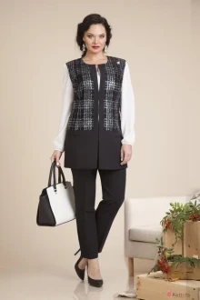 Брючный костюм Лилиана 584В черный/белый