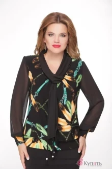 Блузка, туника, рубашка Дали 1267 черные перья
