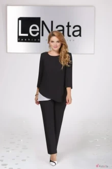 Брючный костюм LeNata 21805 черно-белый