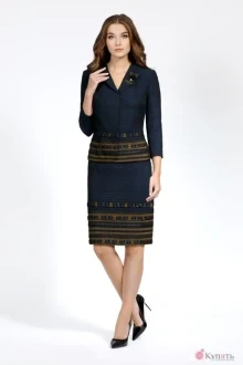 Жакет (пиджак) Bazalini 2909 синий с оливковым дизайном