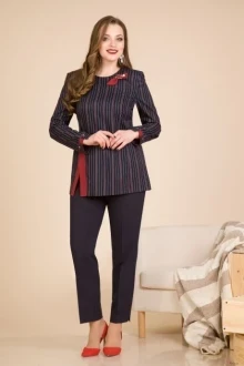 Брючный костюм Лилиана 598С с синими однотонными брюками