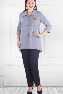 Блузка, туника, рубашка Camelia 1733 сине-белая клетка
