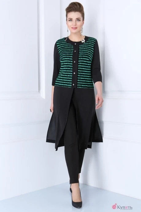 Блузка, туника, рубашка Matini 4.1049 черный/бирюза #1