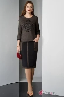 Юбочный костюм Lissana 3211 чёрно-коричневый