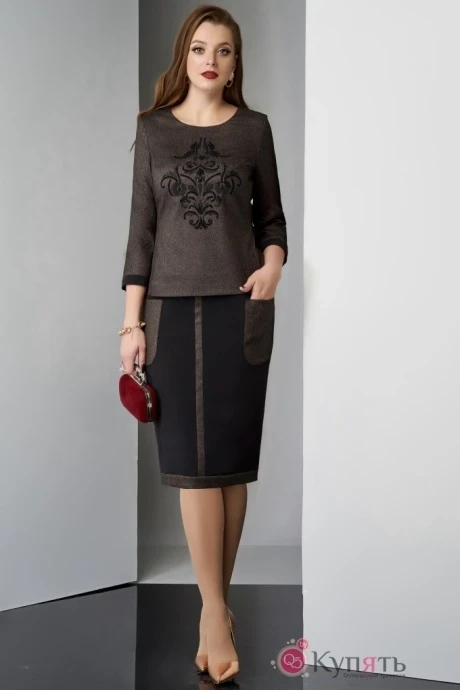 Юбочный костюм Lissana 3211 чёрно-коричневый #1