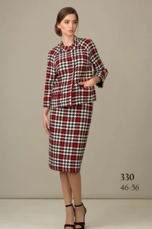 Юбочный костюм Rosheli 330 черно-белый/красная клетка