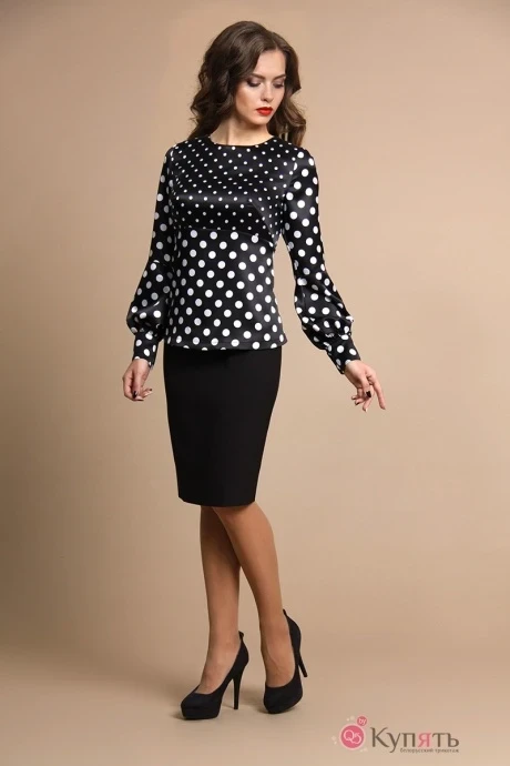 Юбочный костюм ALANI COLLECTION 652 черный в горох #1