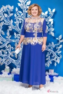 Платье Нинель Шик 5567 василек/золото