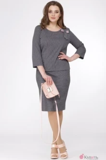 Юбочный костюм Ладис Лайн 915 серо-розовый