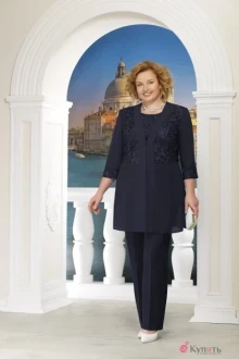 Брючный костюм Нинель Шик 2228 тёмно-синий