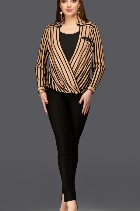 Блузка, туника, рубашка DILIA 0083 капучино+чёрный #1