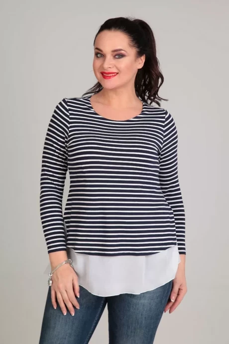 Блузка Таир-Гранд 62259 темно-синяя полоска #1