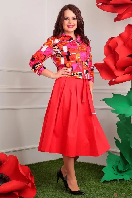Юбочный костюм Мода-Юрс 2400/2406 красный тройка #1