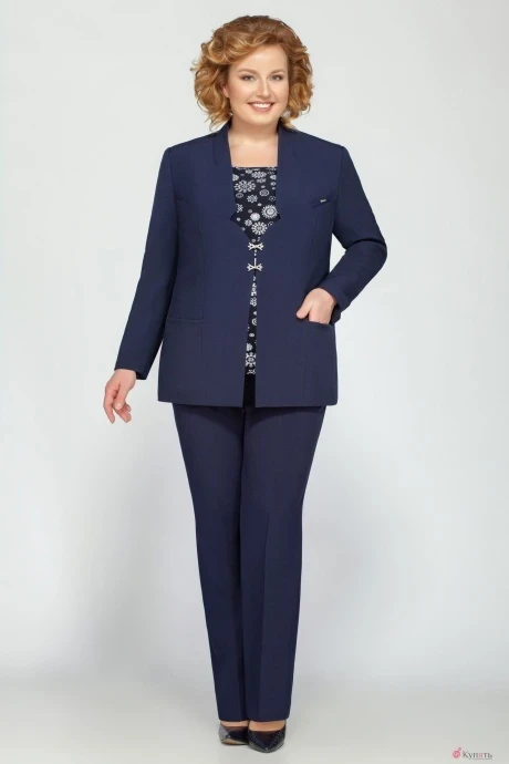 Брючный костюм ЛаКона 890Б темно-синий+серебро #1