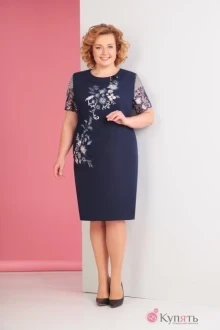 Платье Ksenia Style 1513 синий/розовые цветы