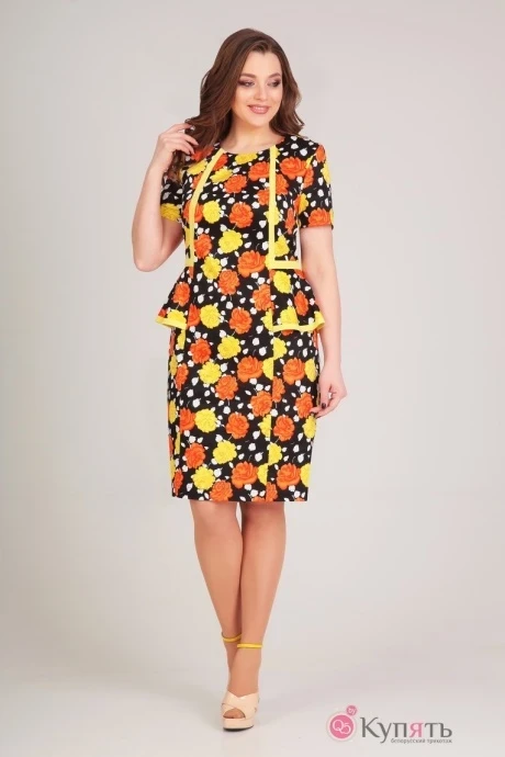 Платье Асолия 2356Л бархат цветы #1