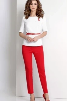 Брючный костюм EOLA 1468 белый/красный