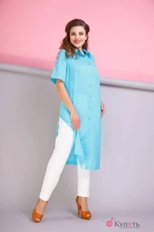 Брючный костюм Anastasia 199 голубой/молочный