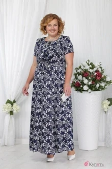 Платье Нинель Шик 5643 синие цветы