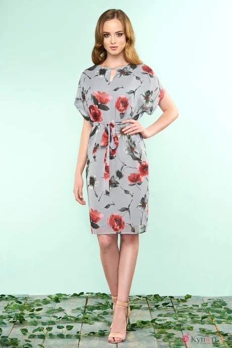 Платье Bazalini 3216 серый в цветы #1