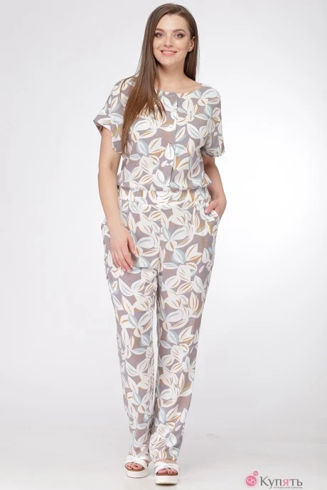 Комбинезон Ладис Лайн 946 молочный+серый+мята #1