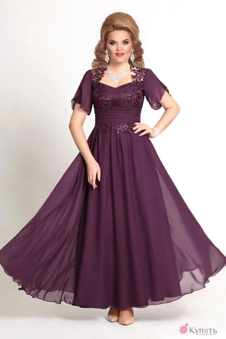 Платье Mira Fashion 4146-2 бордо/шифон рукав #1