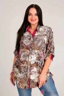Блузка, туника, рубашка Таир-Гранд 62309 беж/бордовая отделка
