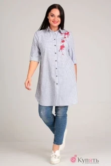 Блузка, туника, рубашка Таир-Гранд 62265 серая полоска