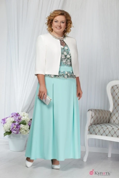 Юбочный костюм Нинель Шик 2156 светло-зелёный #1
