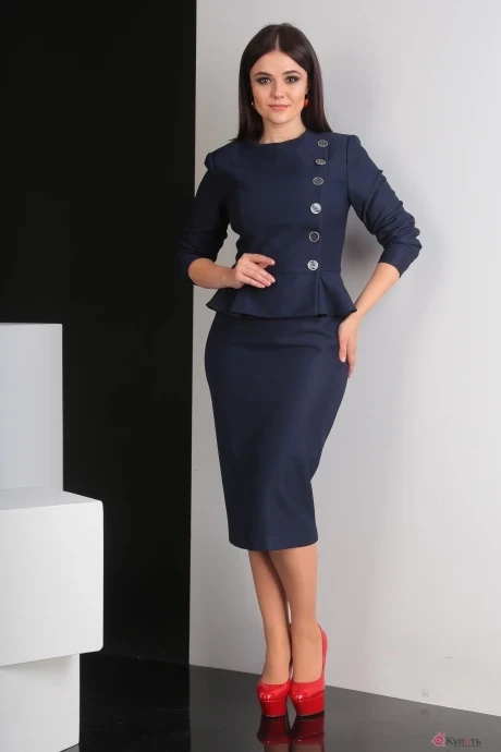 Юбочный костюм Мода-Юрс 2314 тёмно-синий #1