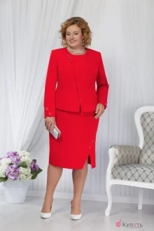 Юбочный костюм Нинель Шик 5653 красный