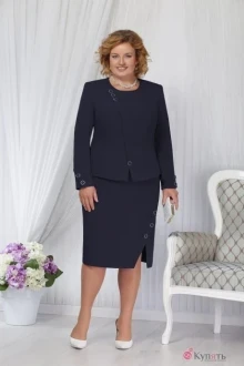 Юбочный костюм Нинель Шик 5653 тёмно-синий