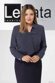 Блузка, туника, рубашка LeNata 11921 синяя в белые снежинки