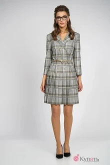 Платье ALANI COLLECTION 756 серо-золотая клетка