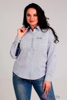 Блузка, туника, рубашка Таир-Гранд 62301 красная точка синяя вышивка