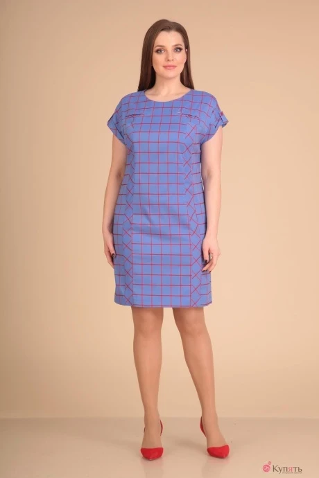 Платье VIOLA STYLE 0736 васильковый в клетку #1