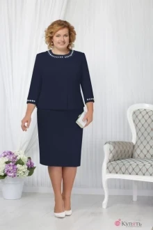 Юбочный костюм Нинель Шик 5646 тёмно-синий