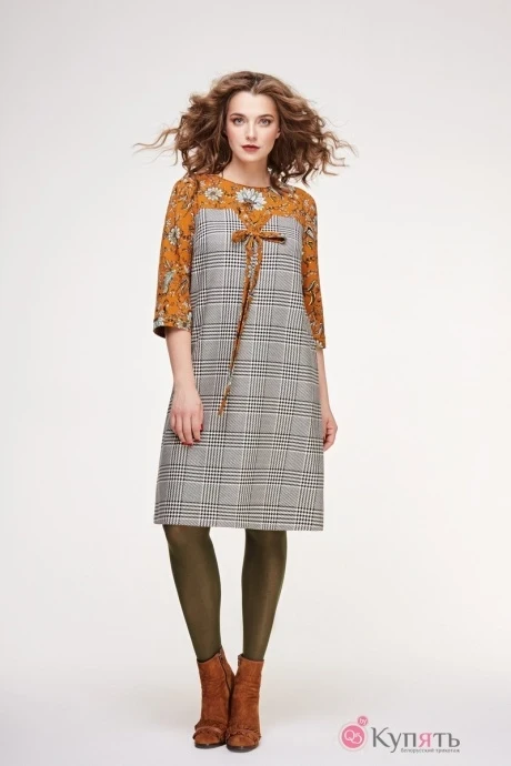 Платье Магия Моды 1427 горчица в цветы #1