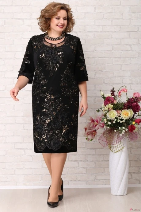 Платье УТИЛЬ AIRA style 636 черный с золотом #1