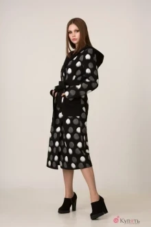 Пальто Rosheli 606 черный в серо-белый горох