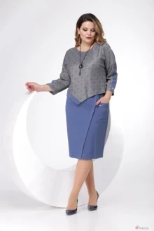 Платье Карина Делюкс 235 серо-голубая клетка