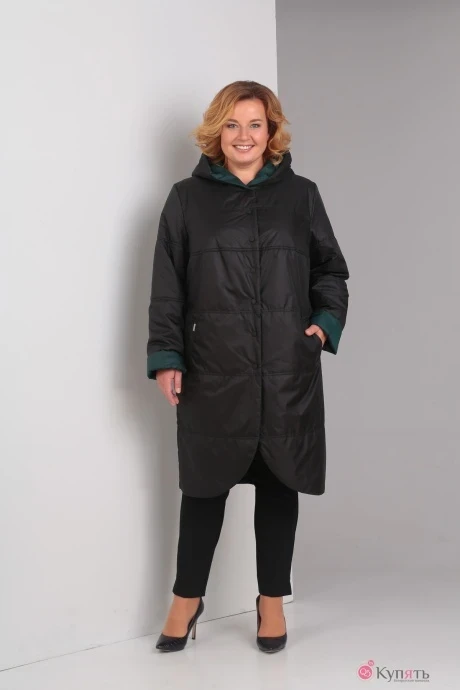 Пальто Diamant 1328 черный+изумруд #1