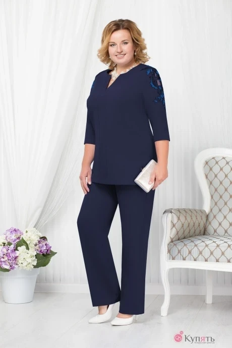 Брючный костюм Нинель Шик 2176 тёмно-синий #1
